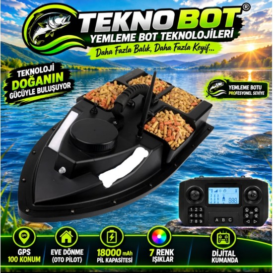 (YAKINDA)SAZAN YEMLEME (TEKNE VE BOTU) GPS 100 KONUMLU OTO PİLOT EVE DÜNÜŞ SABİT HIZ 4 HAZNELİ DİJİTAL KUMANDA 18000MAH PİL ÇANTA VE ARABA ŞARZI HEDİYE