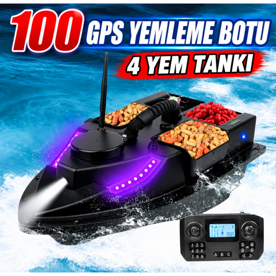 (YAKINDA)SAZAN YEMLEME (TEKNE VE BOTU) GPS 100 KONUMLU OTO PİLOT EVE DÜNÜŞ SABİT HIZ 4 HAZNELİ DİJİTAL KUMANDA 18000MAH PİL ÇANTA VE ARABA ŞARZI HEDİYE