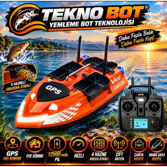 (YAKINDA) Flytec V802pro GPS 160 KONUM OTO PİLOT EVE DÖNÜŞ SABİT HIZ 4 HAZNELİ ARKA HAZNE ATMALI ÇANTA ARABA ŞARZI HEDİYE