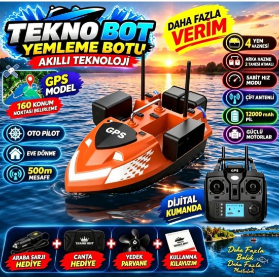 (YAKINDA) Flytec V802pro GPS 160 KONUM OTO PİLOT EVE DÖNÜŞ SABİT HIZ 4 HAZNELİ ARKA HAZNE ATMALI ÇANTA ARABA ŞARZI HEDİYE