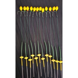 12 (SERT BUNCUK SARI ZEYTİN)(RİG VE BOLİ) YÜZEN MODEL 12 TAKIM İNNELER 2,3 NO SAZAN İNNESİ KAMBUR DEYİLDİR