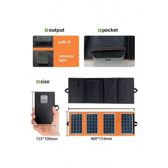 Güneş Paneli Usb Girişli Katlanır Çanta Tipi